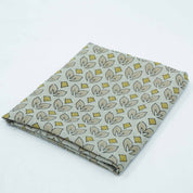 Handmade Yellow & Beige Floral Pure Linen Fabric - Titlee