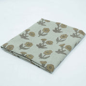 Hand Block Print Kirti Mustard Gray Floral Pure Linen Fabric