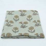 Hand Block Print Kirti Mustard Gray Floral Pure Linen Fabric