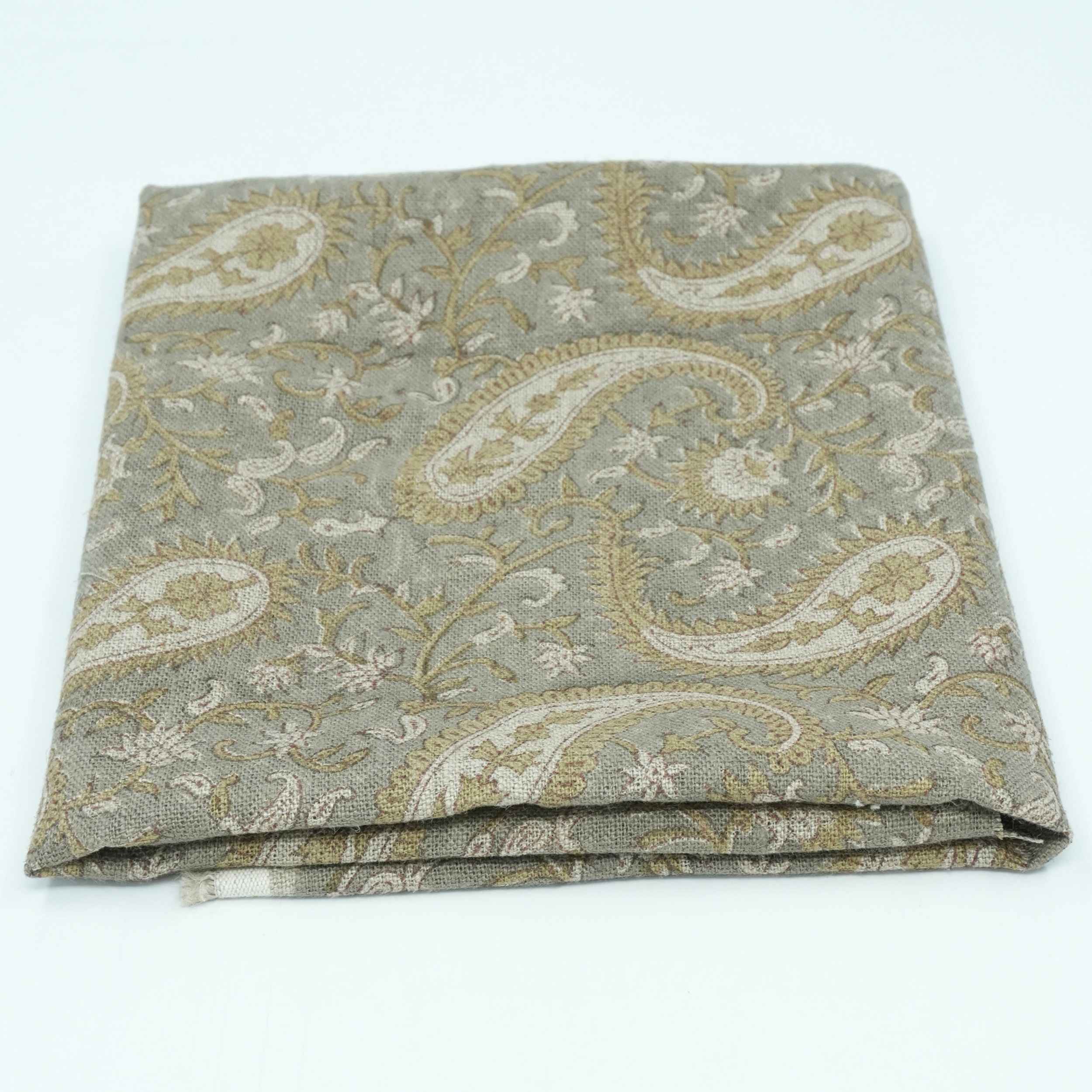 Handmade Yellow Floral Thick Linen Decor Fabric - Kiara