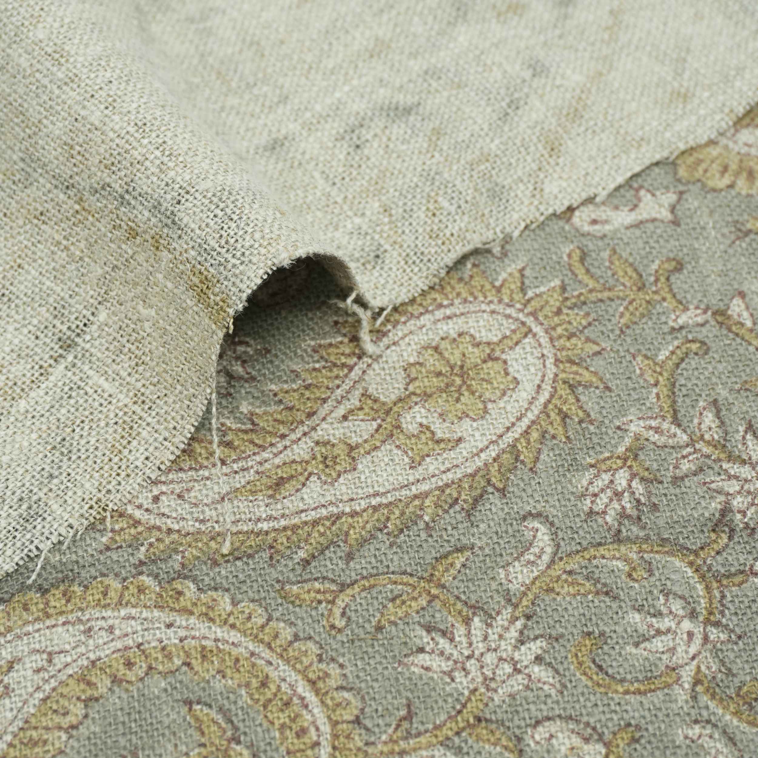Handmade Yellow Floral Thick Linen Decor Fabric - Kiara