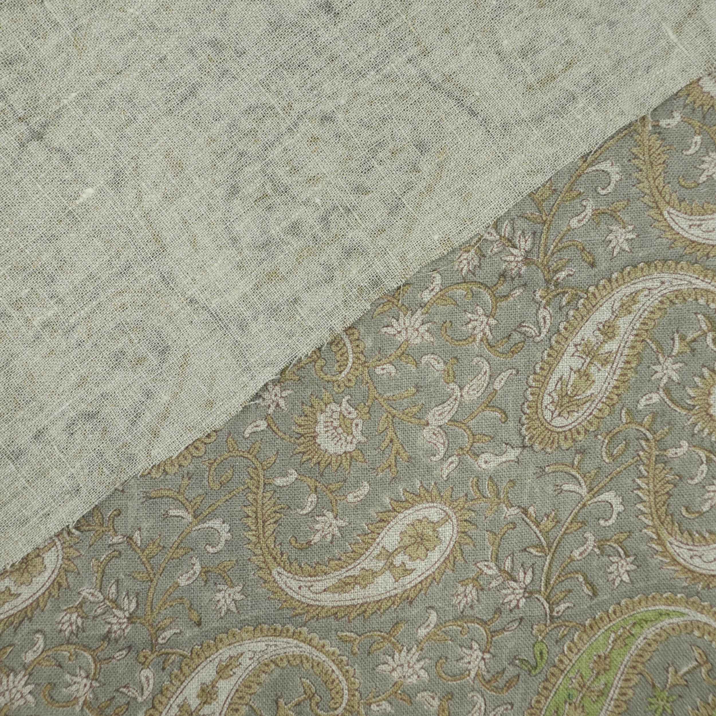 Handmade Yellow Floral Thick Linen Decor Fabric - Kiara