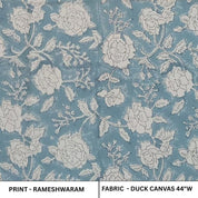 Handmade Block Printed Blue Throw Duck Canvas Fabric – Rameshwaram