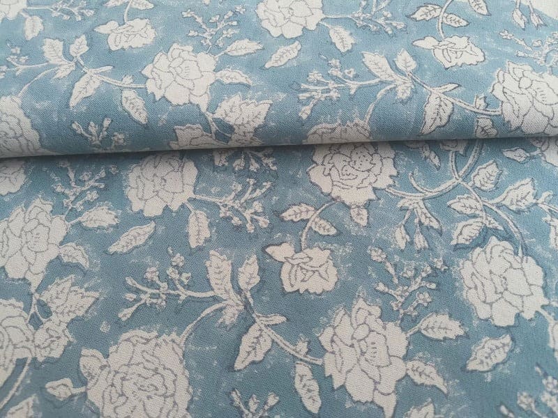 Handmade Block Printed Blue Throw Duck Canvas Fabric – Rameshwaram