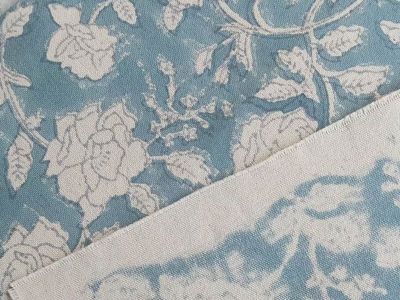 Handmade Block Printed Blue Throw Duck Canvas Fabric – Rameshwaram