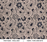 Handcraft Block Print Grey & Black Visceous Linen Fabric - Jarul Grey