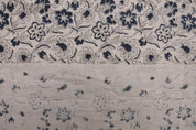 Handcraft Block Print Grey & Black Visceous Linen Fabric - Jarul Grey