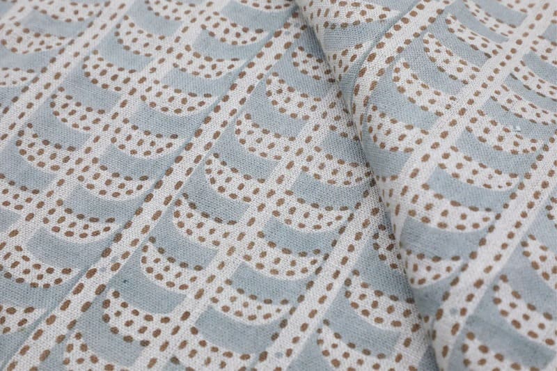Handblock Floral Leaf Print Thick Linen Fabric - Garud