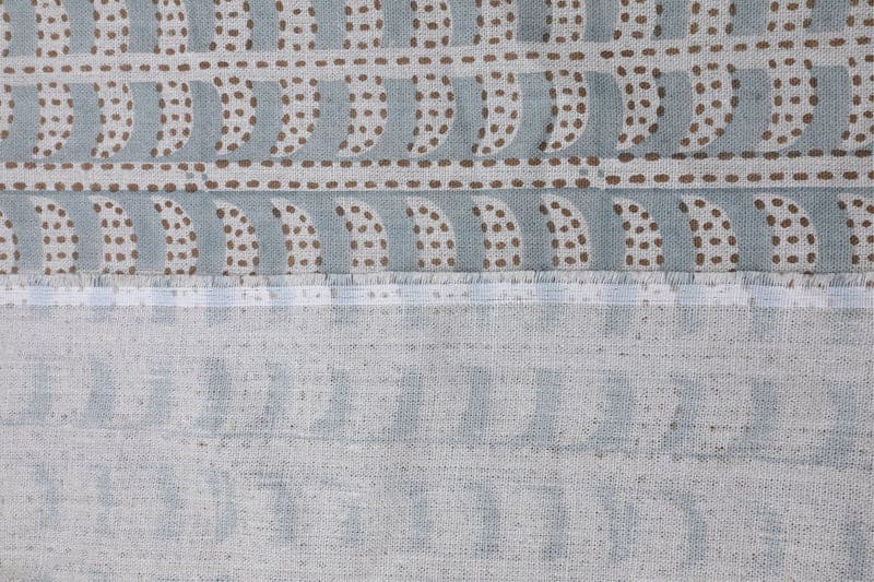 Handblock Floral Leaf Print Thick Linen Fabric - Garud