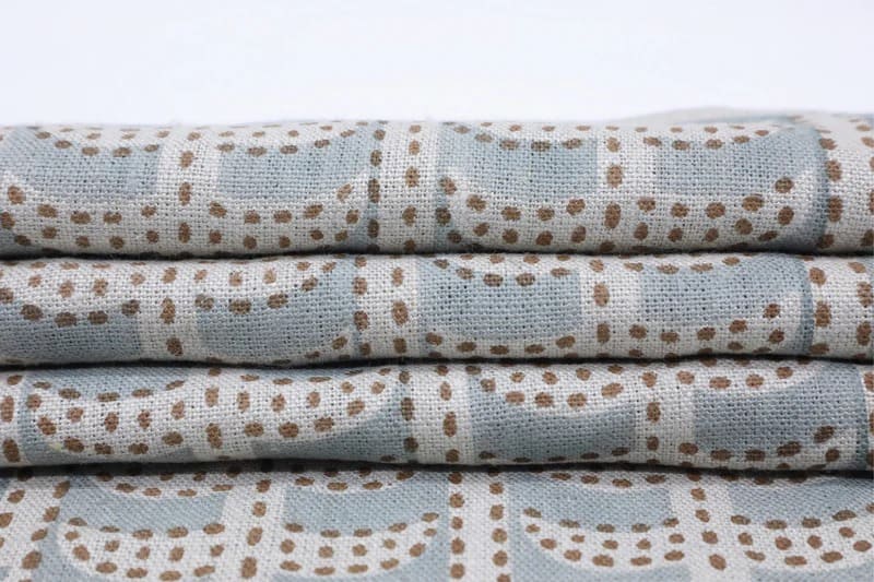 Handblock Floral Leaf Print Thick Linen Fabric - Garud