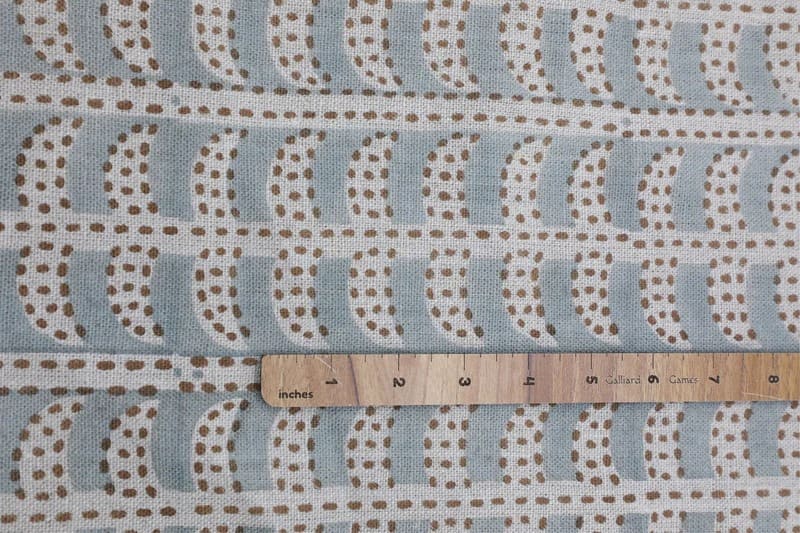 Handblock Floral Leaf Print Thick Linen Fabric - Garud