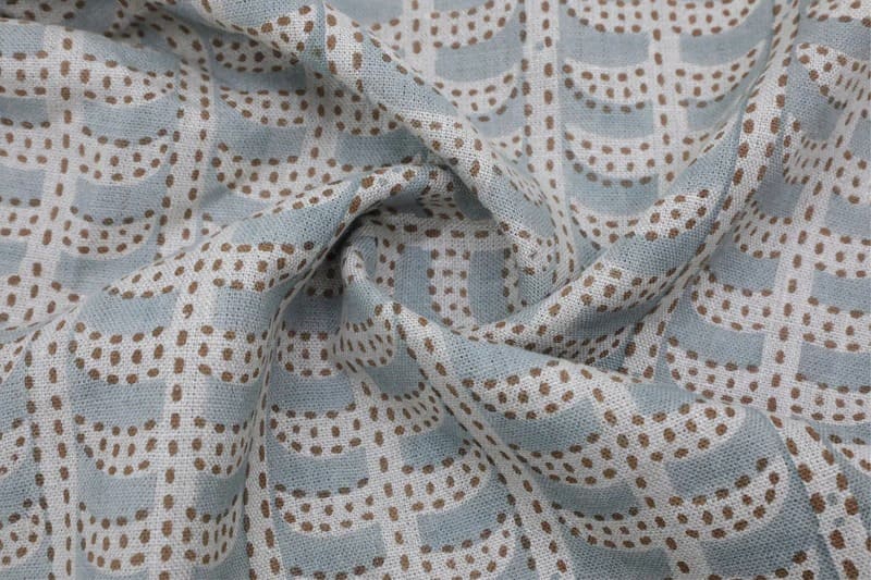 Handblock Floral Leaf Print Thick Linen Fabric - Garud