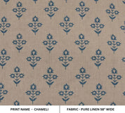 Eco Friendly Hand Block Print Beige Floral Pure Linen Fabric  - Chameli