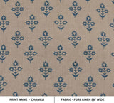 Eco Friendly Hand Block Print Beige Floral Pure Linen Fabric  - Chameli