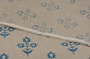 Eco Friendly Hand Block Print Beige Floral Pure Linen Fabric  - Chameli