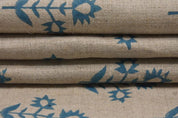 Eco Friendly Hand Block Print Beige Floral Pure Linen Fabric  - Chameli
