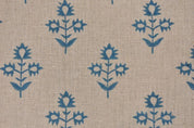 Eco Friendly Hand Block Print Beige Floral Pure Linen Fabric  - Chameli