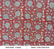 Hand block print pure linen fabric For Home Decor - 6 KAMAL