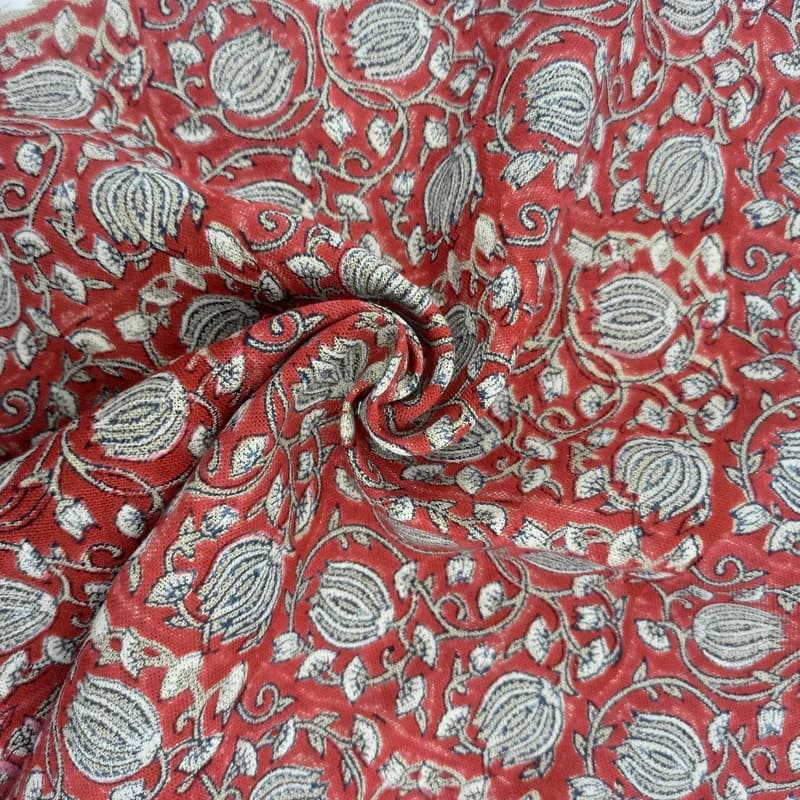 Hand block print pure linen fabric For Home Decor - 6 KAMAL