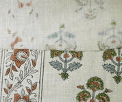 Handcarfted Block Print Green Pure Linen Fabric  – Traffic Border