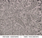 Hand Block Print Linen Fabric For Farmhouse Curtain -  Handstamped