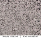 Hand Block Print Linen Fabric For Farmhouse Curtain -  Handstamped