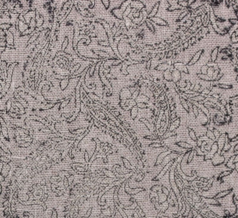 Hand Block Print Linen Fabric For Farmhouse Curtain -  Handstamped