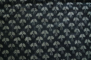 Eco Handcraft Block Print Black  Pure Linen Fabric – Mushroom Butta