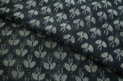 Eco Handcraft Block Print Black  Pure Linen Fabric – Mushroom Butta
