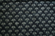 Eco Handcraft Block Print Black  Pure Linen Fabric – Mushroom Butta