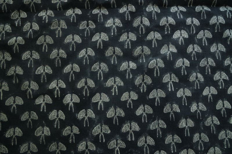 Eco Handcraft Block Print Black  Pure Linen Fabric – Mushroom Butta