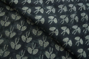 Eco Handcraft Block Print Black  Pure Linen Fabric – Mushroom Butta