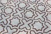 Handmade Block Print Brown Floral Thick Linen Fabric - Crossword