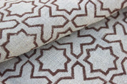 Handmade Block Print Brown Floral Thick Linen Fabric - Crossword