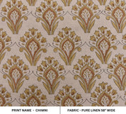 Handmade Block print pure linen fabric Interior Space Design - Chimni