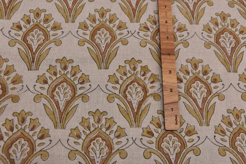 Handmade Block print pure linen fabric Interior Space Design - Chimni