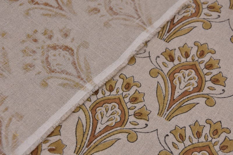Handmade Block print pure linen fabric Interior Space Design - Chimni