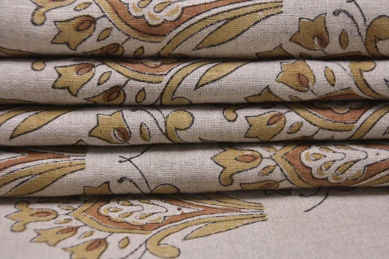 Handmade Block print pure linen fabric Interior Space Design - Chimni