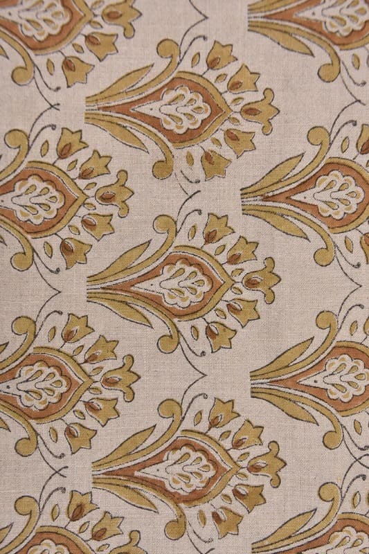 Handmade Block print pure linen fabric Interior Space Design - Chimni
