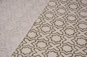 Handmade Block Print Beige Floral Duck Canvas Fabric - Crossword