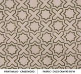 Handmade Block Print Beige Floral Duck Canvas Fabric - Crossword