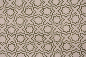 Handmade Block Print Beige Floral Duck Canvas Fabric - Crossword
