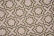 Handmade Block Print Beige Floral Duck Canvas Fabric - Crossword