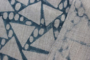 Handmade Block Print Blue Thick Linen Fabric 58"W -Triangle