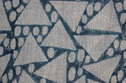 Handmade Block Print Blue Thick Linen Fabric 58"W -Triangle