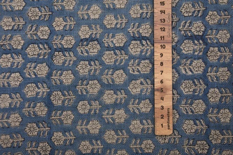 Handmade Block Print Blue Floral Thick Linen Fabric – Tulsi Buti
