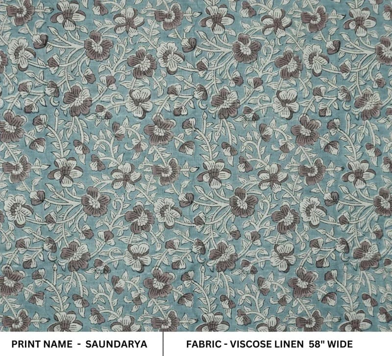 Handcrafted Block Print Boho Linen Fabric For Pillow Cover - Saundarya