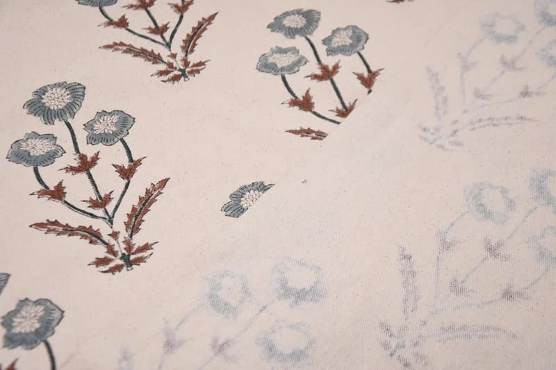 Handcrafted Block Print Brown Duck Canvas 50" Wide Fabric  – Amitabh