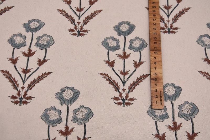 Handcrafted Block Print Brown Duck Canvas 50" Wide Fabric  – Amitabh