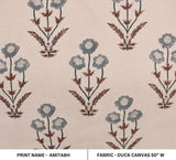 Handcrafted Block Print Brown Duck Canvas 50" Wide Fabric  – Amitabh